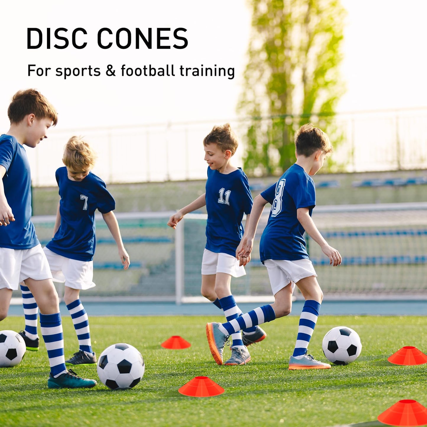 CasaCulina 25 Pack Soccer Training Cones, Agility Disc Sports Cones with Carry Bag and Holder, Plastic Football Cones for Drills, Sports Training, Basketball, Coaching, Practice Equipment, 5 Color