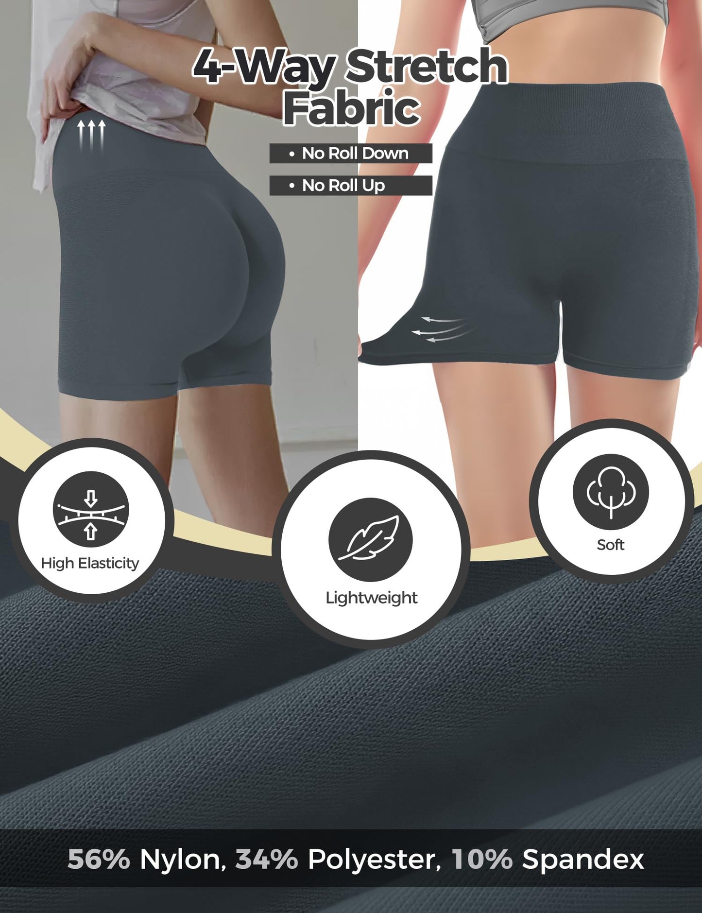 Gym Shorts Women Seamless Scrunch Butt Booty Lifting Workout Shorts High-Waisted Stretchy Yoga Leggings Athletic Shorts Pants for Squat Proof Contour Fitness Sport Running Biker Active Deep Grey