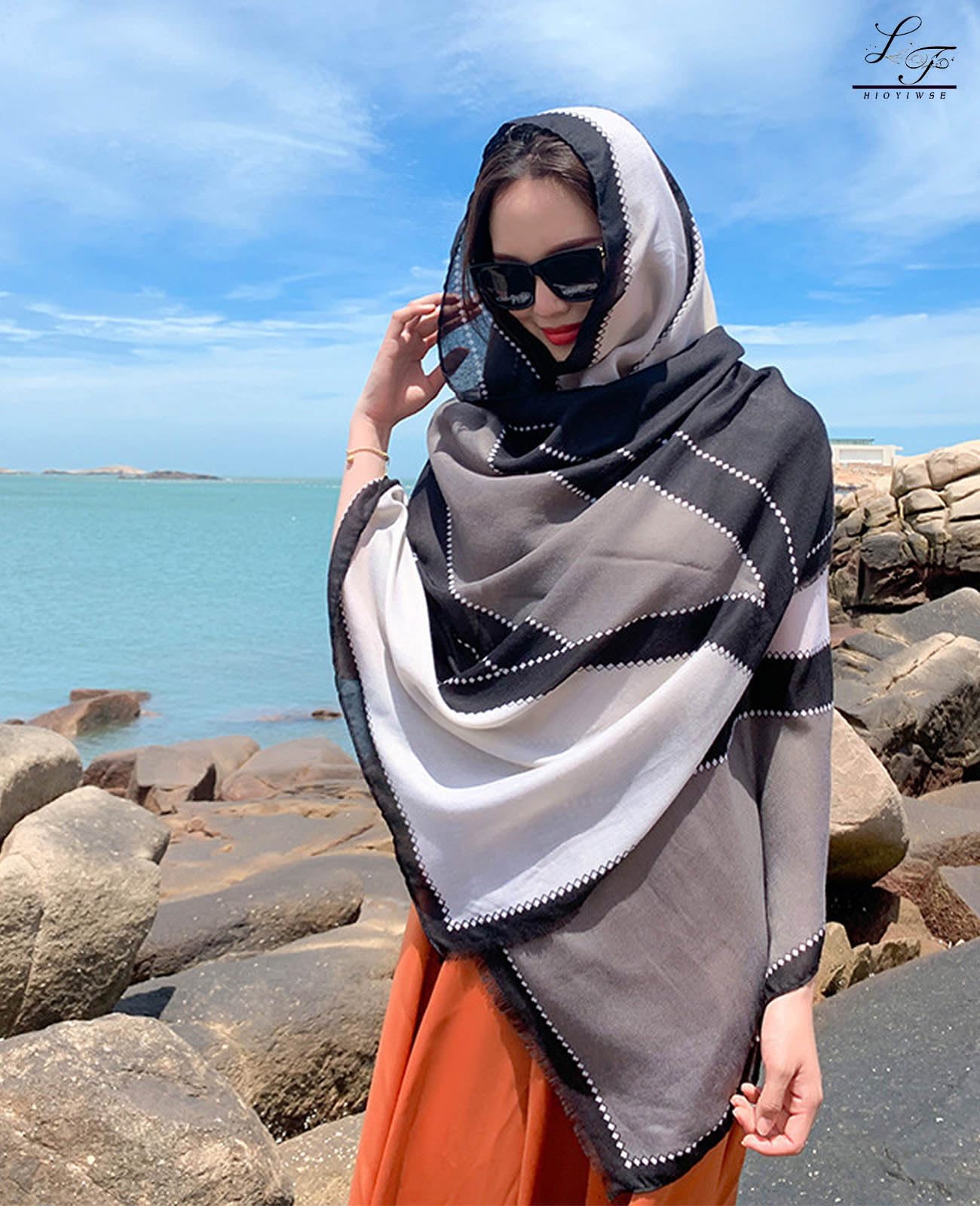 Hioyiwse Shawl Scarf For Women Lightweight Scarves Floral Pattern Formal Evening Dressesformal Shawl Summer Wraps Fashion Present E5