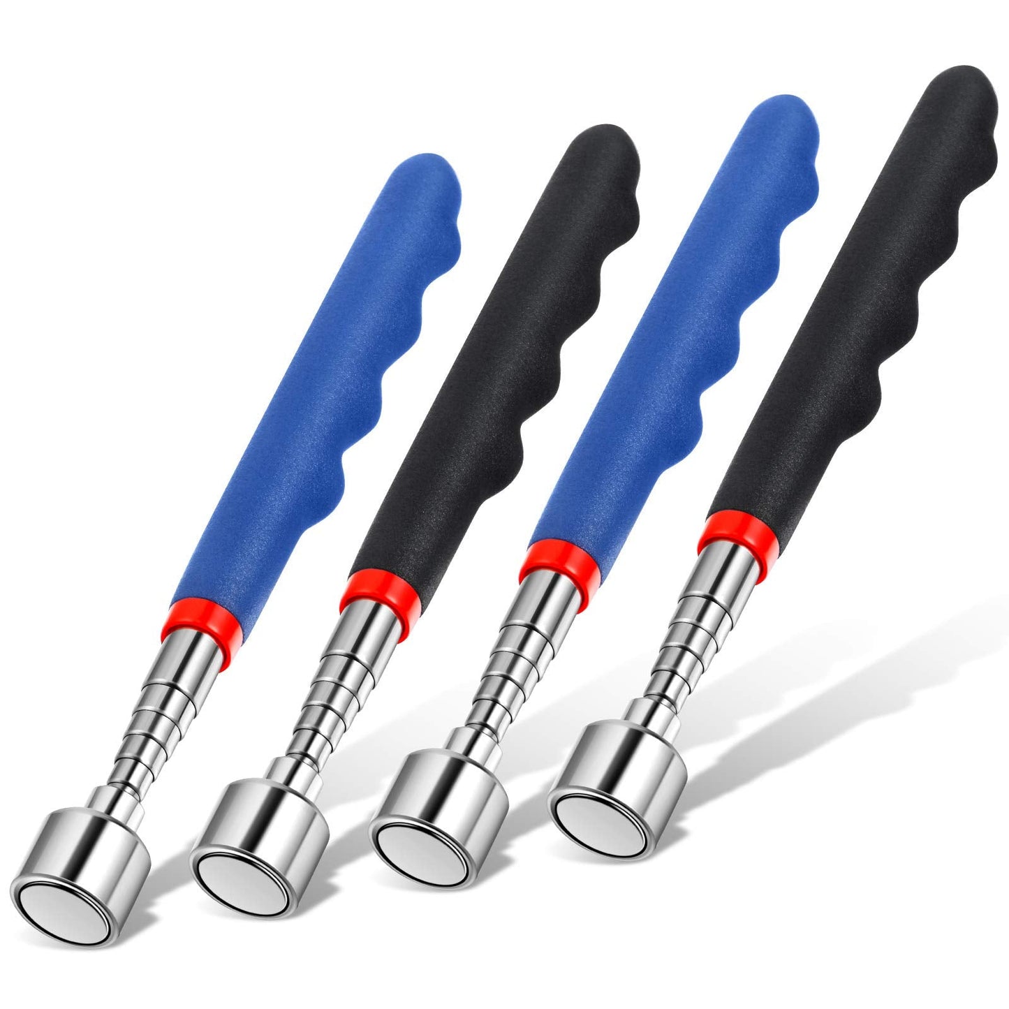 Telescoping Magnetic Pickup Tool 20 Lbs Magnet Extension Tool Telescoping 30 Inch Extendable Stick Gadget for Men Suitable for Birthday Father's Day Christmas(Blue and Black,4 Pieces)
