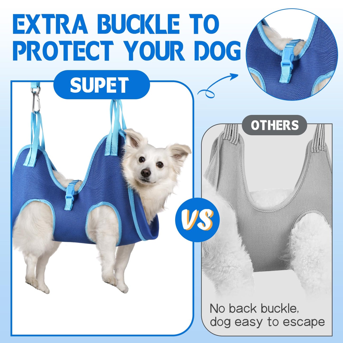 Supet Dog Grooming Hammock for Dog and Cat, Relaxation Pet Grooming Sling Helper, Breathable Pet Grooming Hammock for Nail Trimming, Ear/Eye Car with Nail Clippers/Trimmers/Scissors