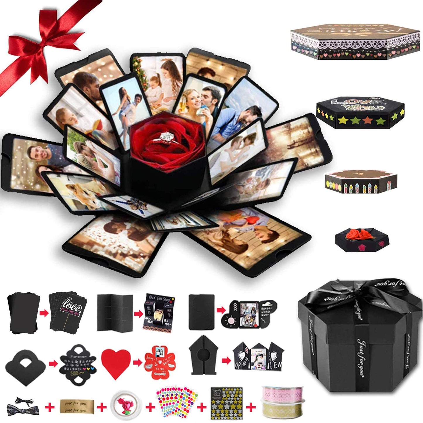 Wanateber Explosion Gift-Box Funny Creative - Novelty DIY Photo Explosion Gift Box, Handmade Sticker Box for Marriage Proposals Making Surprises Birthday (Galaxy)