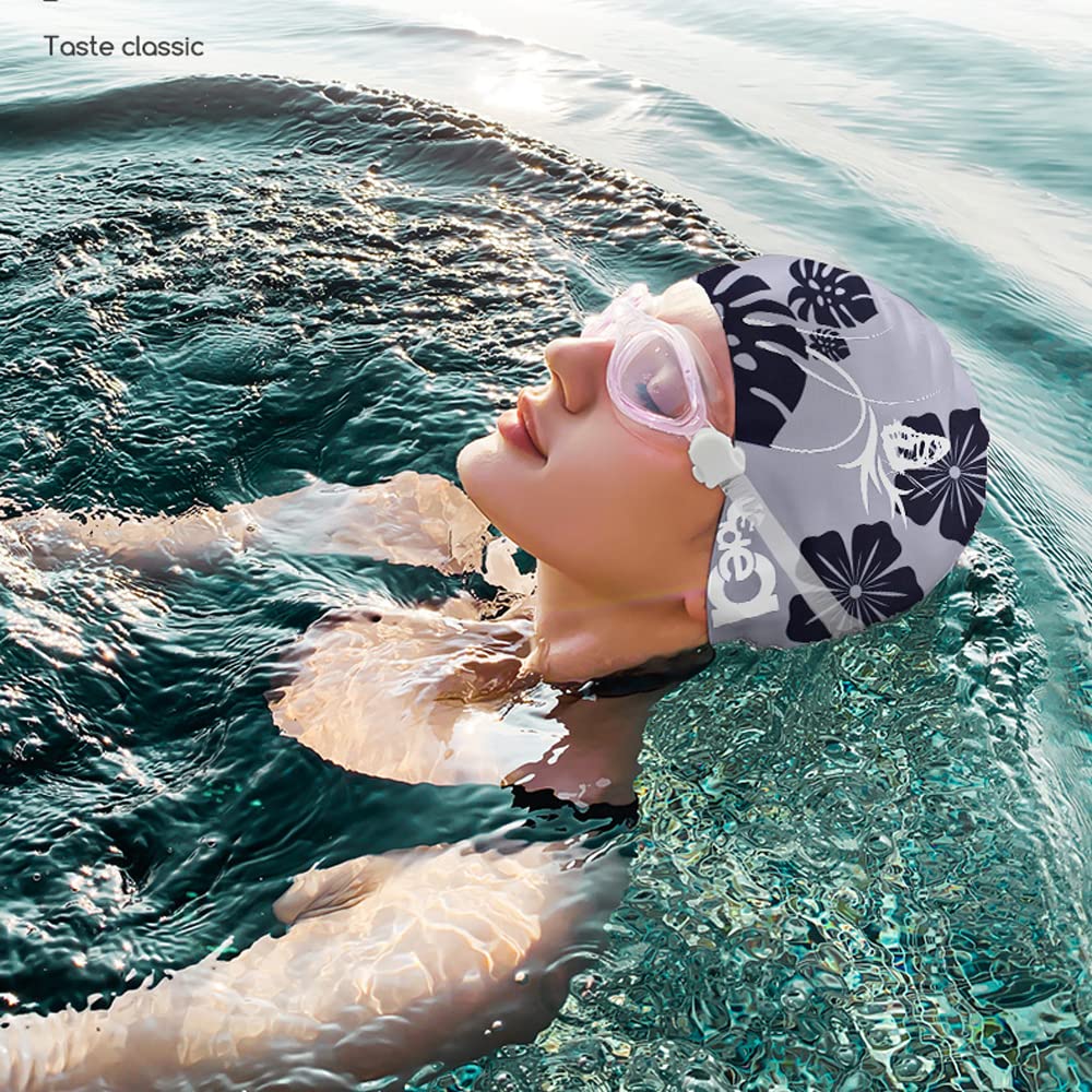 Vsidea 2 Pack Womens Silicone Swim Cap, Unisex Durable Silicone Swimming Cap for Adults Youths Swim Bath Hats caps (Gray + Blue)