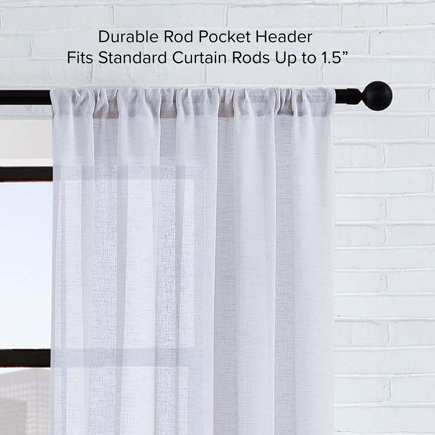 Lucky Brand - Onyx Textured Sheer Curtain | Window Panel Curtains | Lightweight Drapes | Set of 2 Panels with 2 Tiebacks | Sheer | Rod Pocket Header | Measures 52" x 84" | White