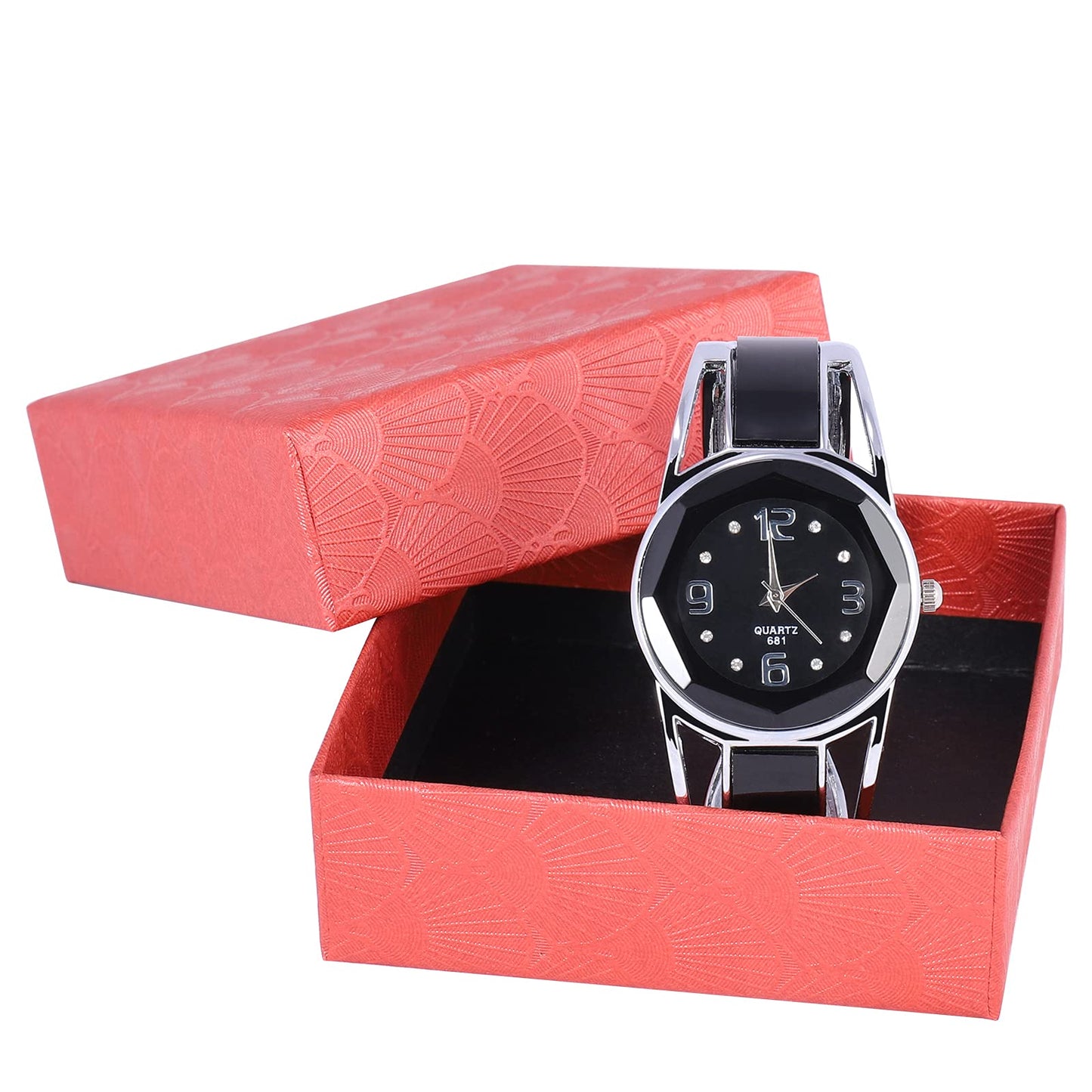 ELEOPTION Women Bangle Watch Bracelet Quartz with Rhinestone Round Dial Stainless Steel Band Wrist Ladies Watches with Womens Watch Box