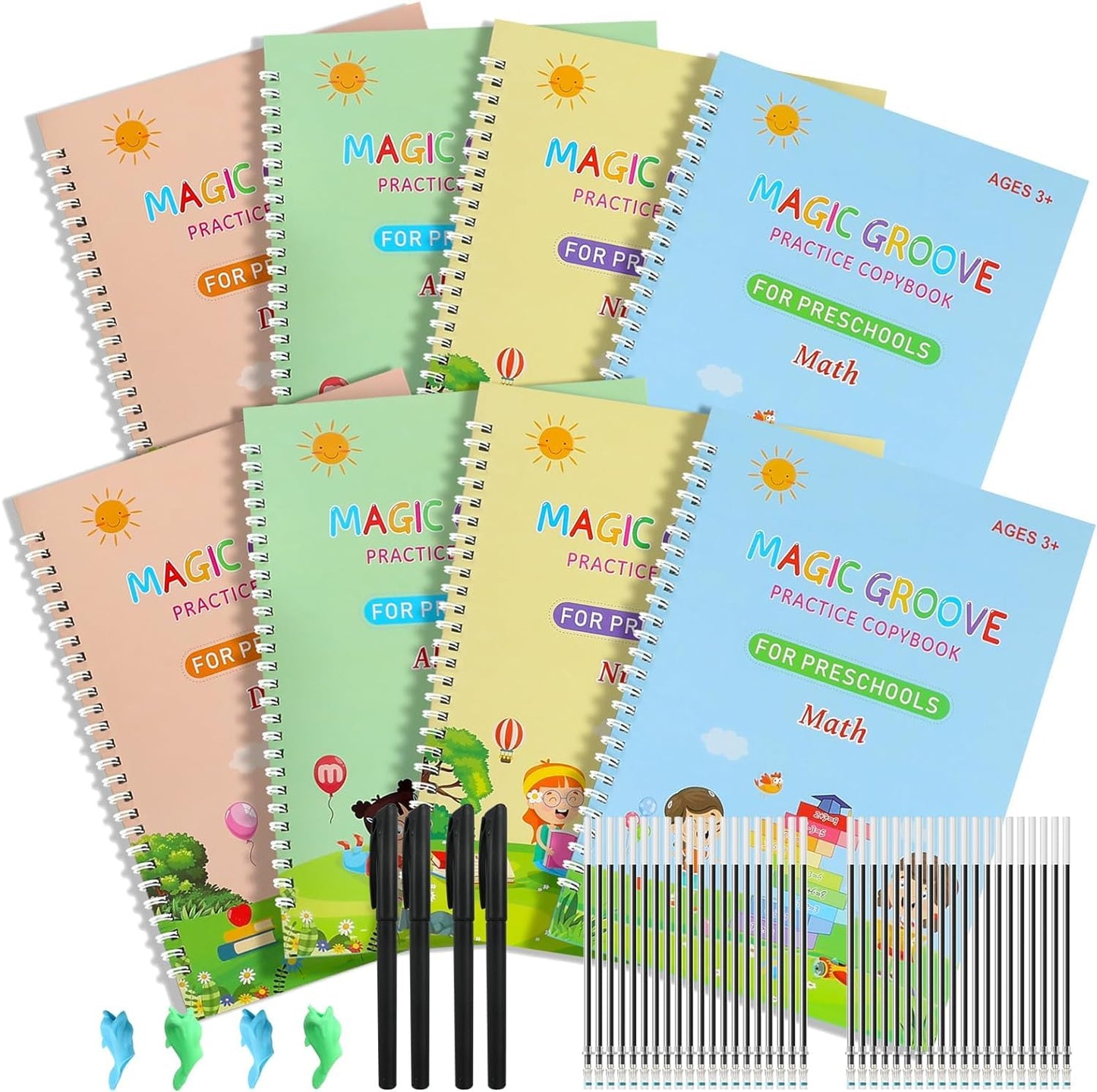 Yekidos Large 2 Sets Calligraphy Magic Copybook Learn to Write for Kids Age 2 3 4 5 6 7 8 12 Handwriting Practice Preschool Activities Tracing Book Prek Kindergarten Paper Must Haves School Supplies