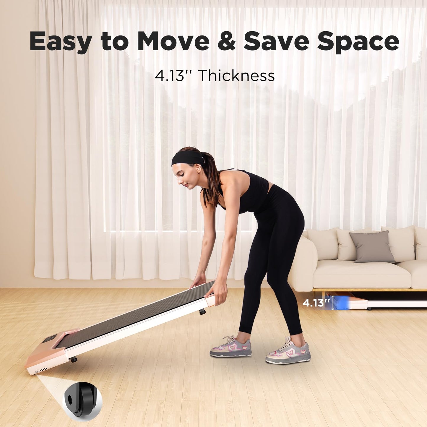 SupeRun Walking Pad, Under Desk Treadmill, 3 in 1 Portable Treadmill with Remote Control LED Display, 2.2 HP Quiet Walking Jogging Machine for Office Home Use, 300 Lbs Capacity