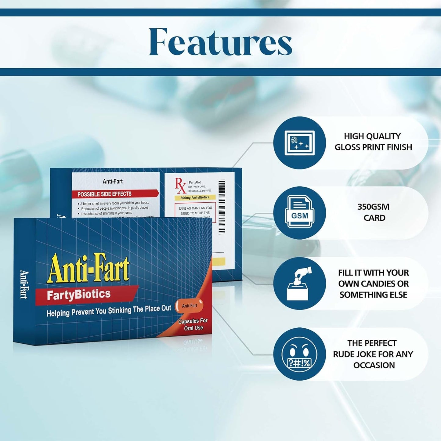 Fathers Day Gag Gifts Funny Gifts for Him Joke Pill Box Prank Anti Fart Funny Gifts for Fathers Day Rude Adult Gifts for Men Birthday Anniversary Christmas Valentines Day Gift Ideas