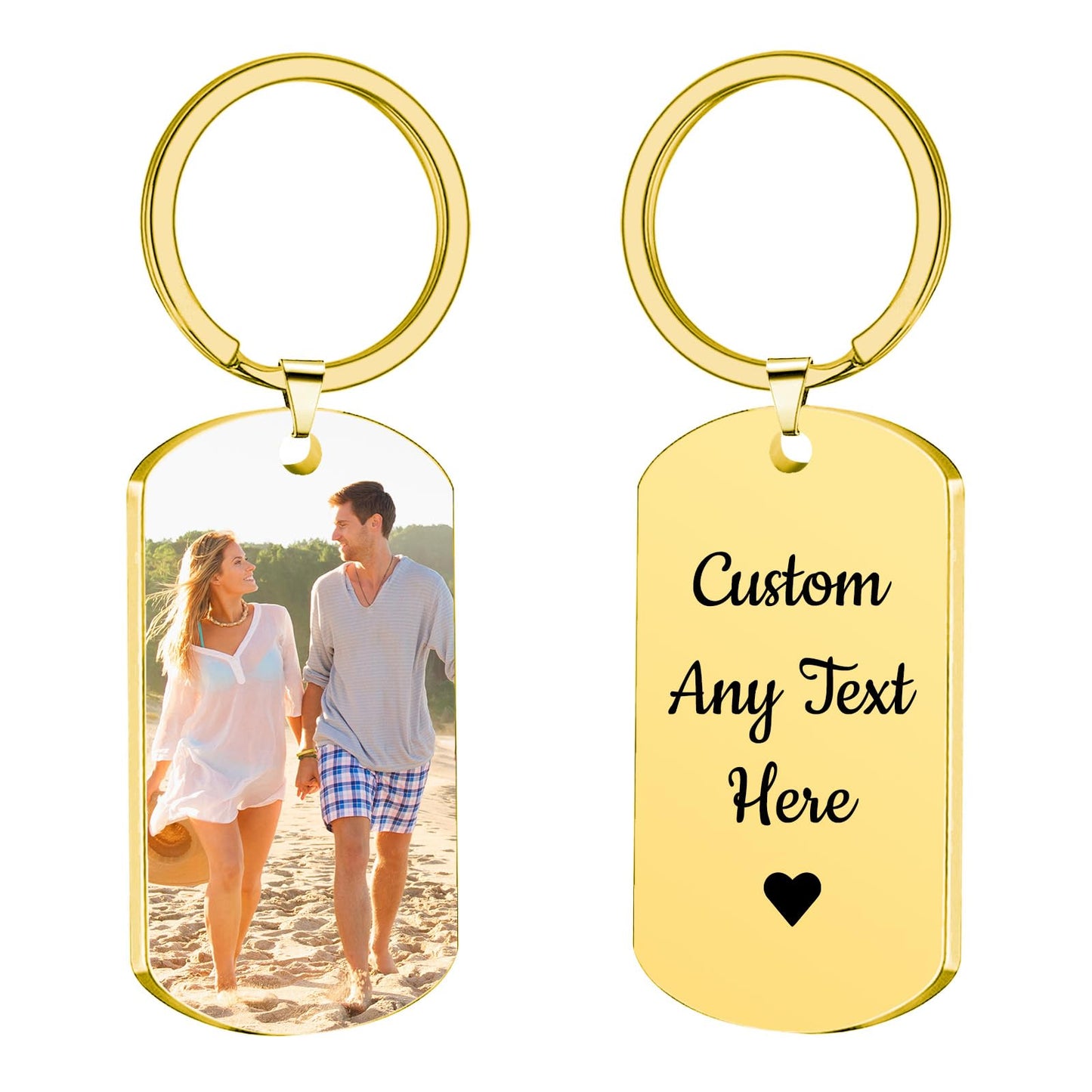 Personalized Picture Keychain - Customized Engraved Keychains with Photo Text, Personalized Gifts for Men Women Lovers