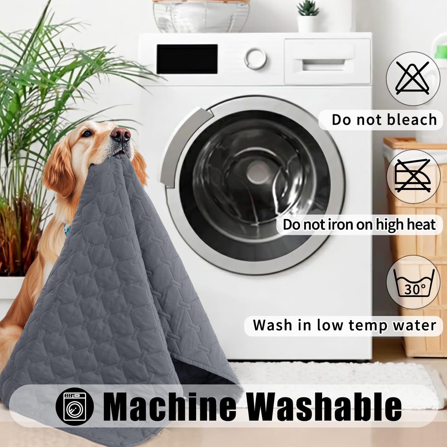 Smiry Waterproof Dog Bed Cover Blanket, Soft Reversible Pet Blanket, Washable Leakproof Cats Dogs Couch Cover for Sofa, Couch, Furniture (30x70 Inch, Grey/Dark Grey)