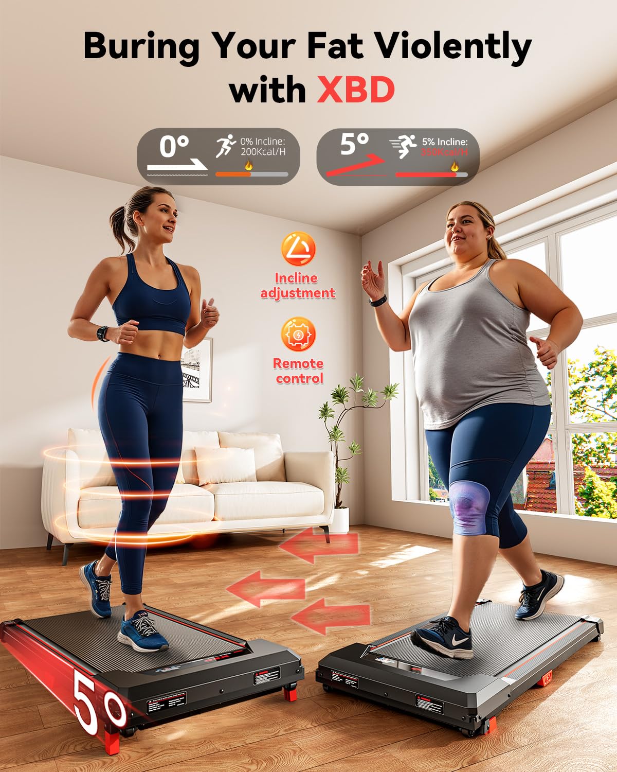 Walking Pad with Incline,Under Desk Treadmill for Home Small Office,2.5HP Low Noise Portable Treadmill with 330 Lbs Capacity,Remote Control and LED Display