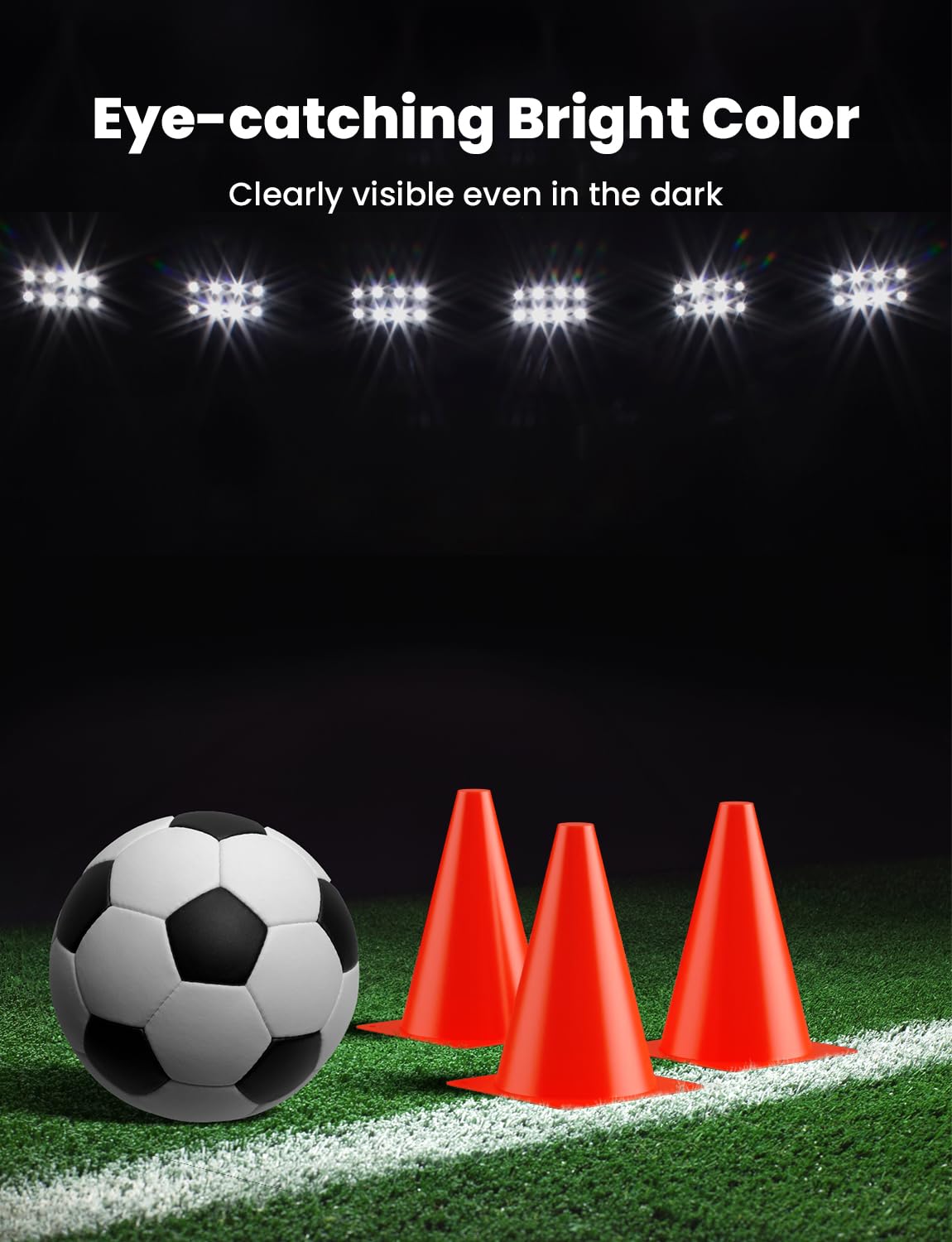 GHB 7 Inch Soccer Cones 12 Pack Disc Soccer Sport Cones Training Field Marker Agility Cones for Basketball, Coaching, Practice Equipment Includes Drills Guide (7" 12Pcs Orange)