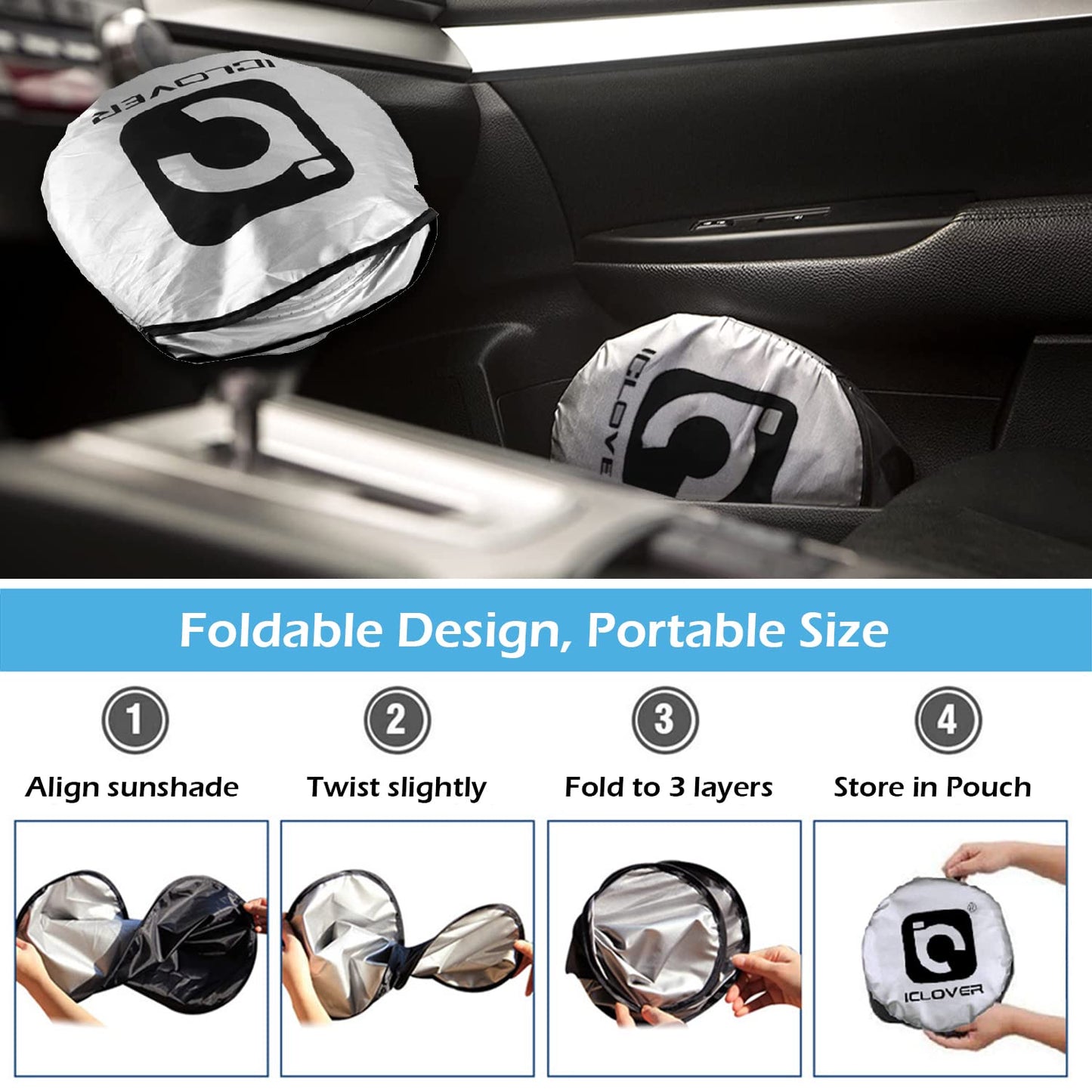 Car Windshield Sunshade with Pet Design, Cute Dog & Cat Cartoon Front Windshield Sun Shade Foldable Sunshade Blocks Heat UV Rays, Protect Interior Keep Cool, Fits Cars SUV Truck - Medium