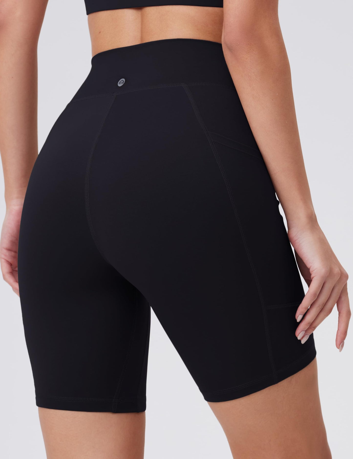 ENERBLOOM Biker Shorts for Women with Pockets, 5"/8" Spandex Workout Shorts, Lightweight for Summer Cycling Running Yoga Gym Black Large