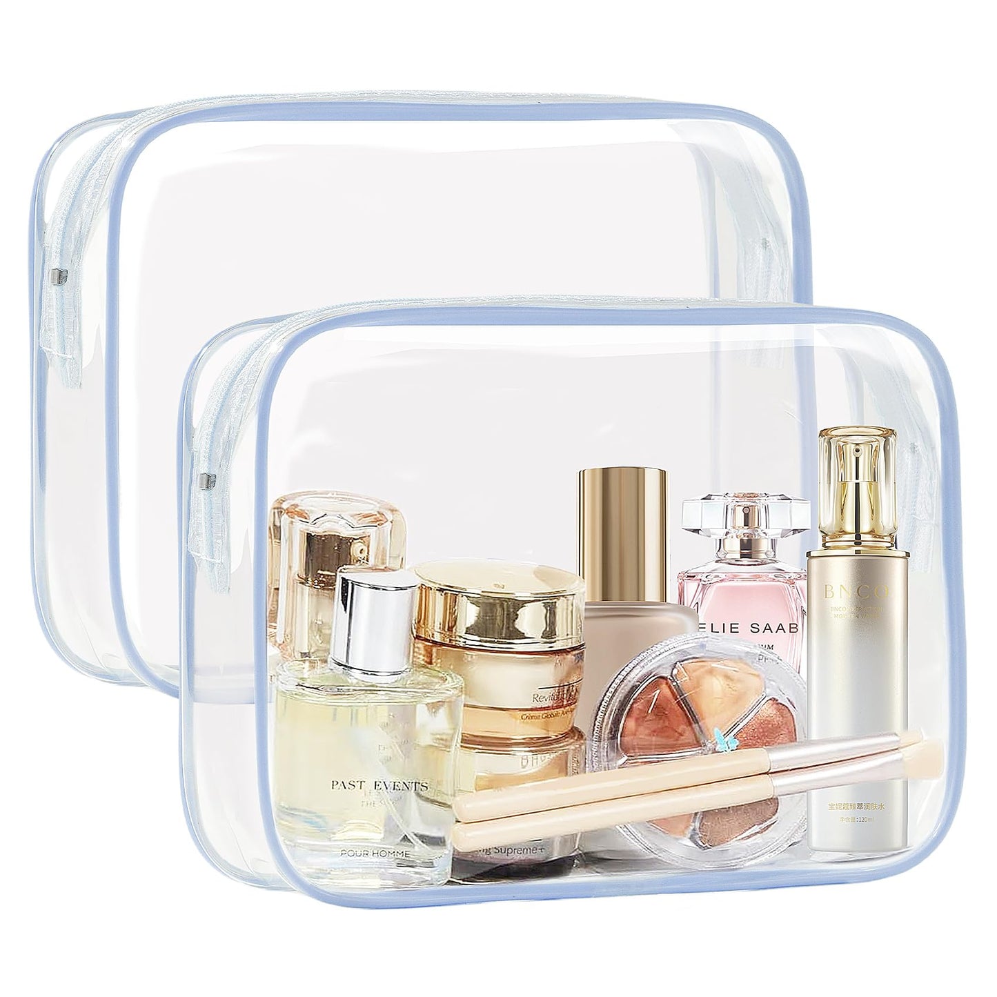 COSHAYSOO Clear Makeup Bag Sunscreen Pouch Summer Things Accessories Waterproof Beach Pool Essentials Stuff Air Cruise Travel Toiletry Gifts for Women Teenage Girls with Chenille Letter Pink SUN