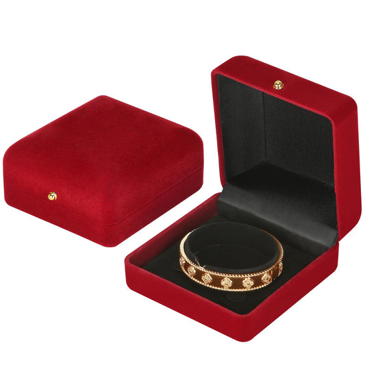 KUKUVR 2 Pieces Velvet Bracelet Necklace Gift Box, Jewelry Bangle Holder Box, Bracelet Necklace Display Storage Case for Women Girl (Red)