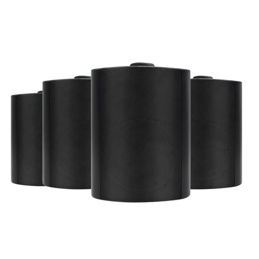 Herdio 5.25 Inch 600W Outdoor Bluetooth Speakers Waterproof Wired Wall Mount Weatherproof Loudspeaker System for Indoor- Outdoor Garden Poolside Patio Garage Home(4 Speakers,Black)