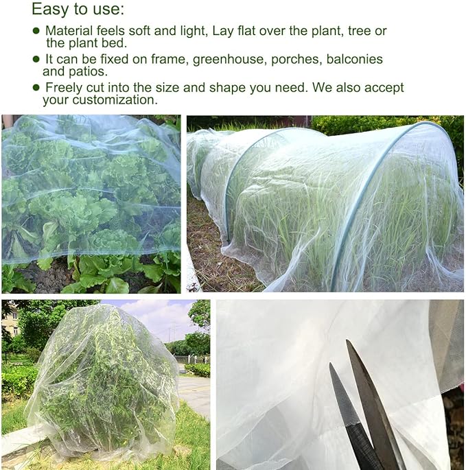 4Ft x 10Ft Mosquito Bug Insect Bird Fine Mesh Net Barrier Hunting Blind Garden Screen Netting for Protect Your Plant Fruits Flower