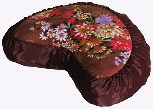 Boon Decor Meditation Cushion Crescent Zafu Pillow - Japanese Silk Print #4