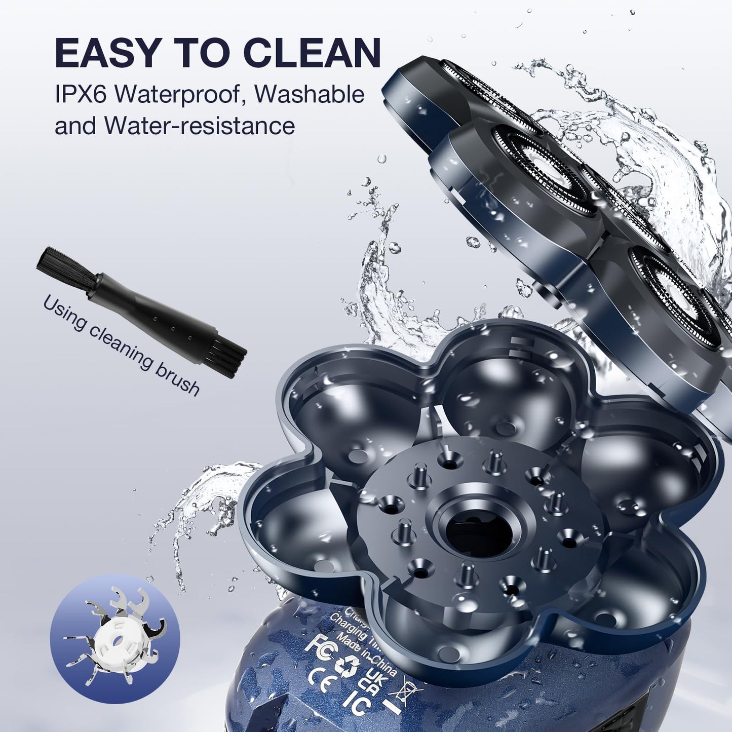 Head Shaver 7D, Wyklaus Head Shavers for Bald Men, Head Electric Razor with Nose Hair Trimmer, Waterproof Wet Dry Mens Grooming Kit