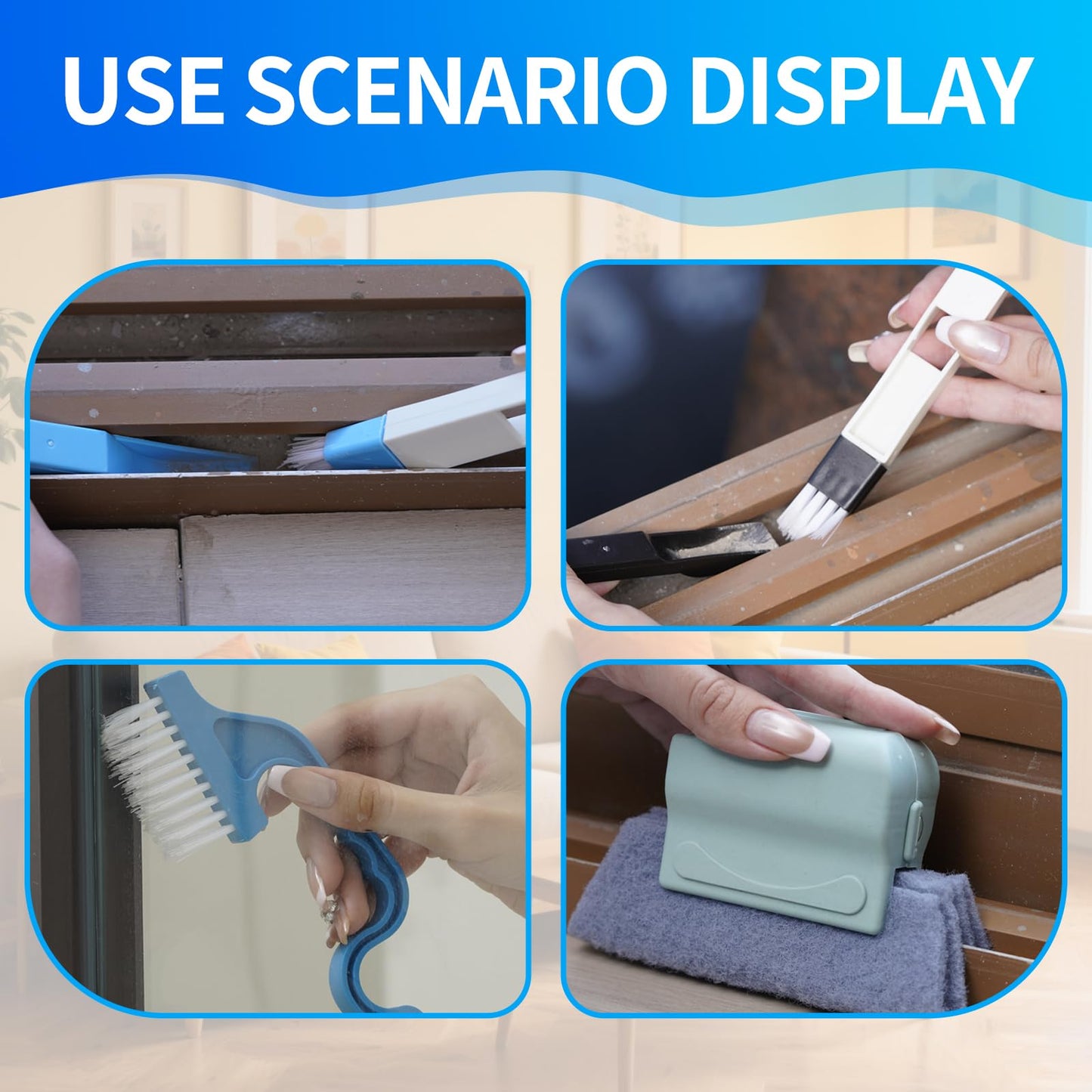 Window Groove Cleaning Brush, 13 PCS Hand-held Magic Window Track Cleaning Tools, Window or Sliding Door Track Cleaner for Sliding Door, Sill, Tile Lines, Shutter, Car Vents, Keyboard, Small Clean Kit