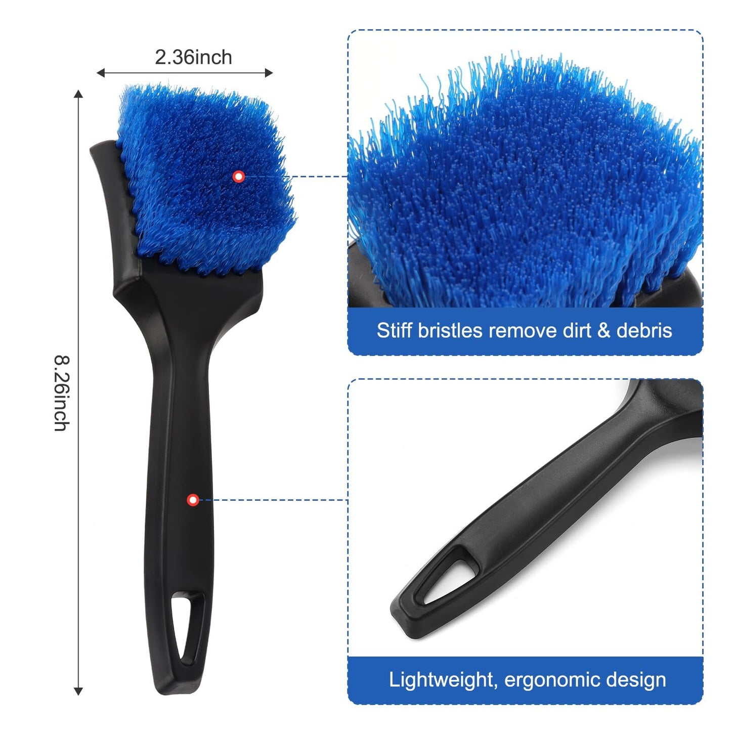 Wheel Rim Tire & Carpet Cleaning Brush Set, Soft & Stiff Bristle Wash Cleaning Supplies Kit for Car All Exterior Surface and Car Interior Cleaning Brush for Car Truck SUV RV Motorcycle (Blue)