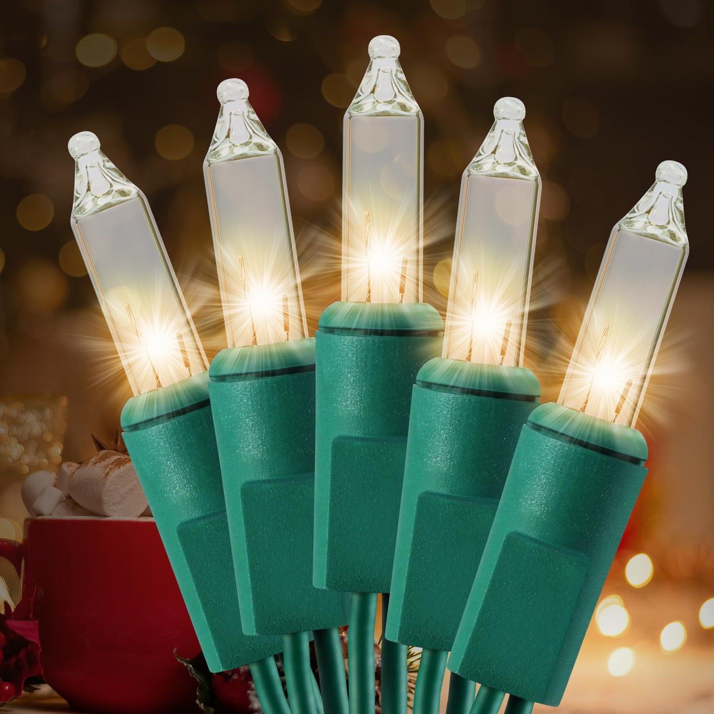 TIGOMOOV 21ft White Christmas String Lights Indoor，Warm White 100 Count String Lights Plug in, Mini Xmas Lights Outdoor Clear White Christmas Tree Lights- String White Lights for Bedroom