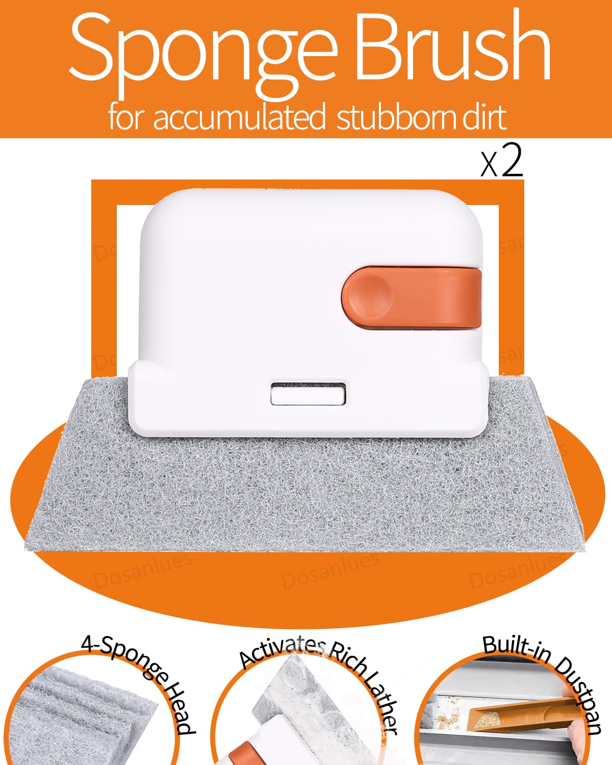 Groove Gap Cleaner Tools Set, 6 Pcs Hand-held 2 Brush with Dustpan&tweezer + 2 Sponge Brush with Dustpan + 2 Replacement Cloth for Sliding Door, Sill, Tile Lines, Shutter, Car Vents, Keyboard