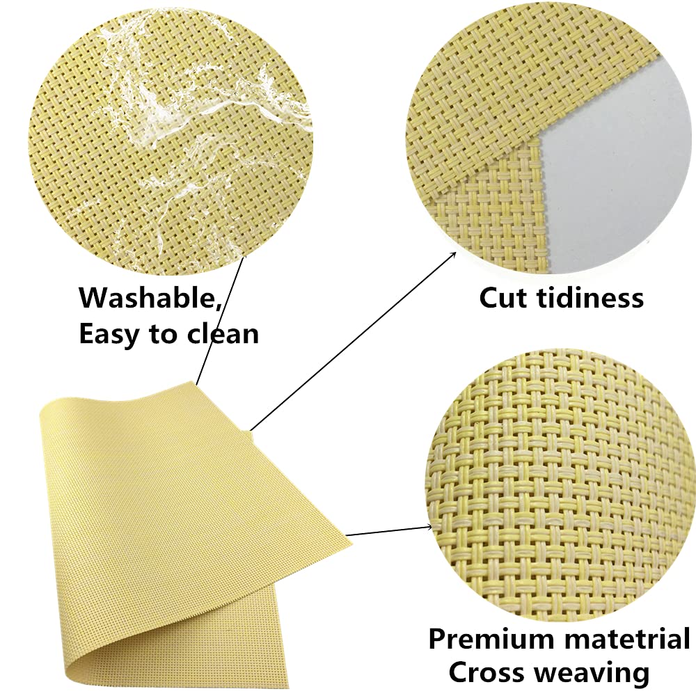 WAZAIGUR Placemats,Easy to Clean Crisscross Woven Vinyl Place Mats Durable Non-Slip Heat Resistant Table Mats,Placemats for Kitchen Table Set of 6,Yellow
