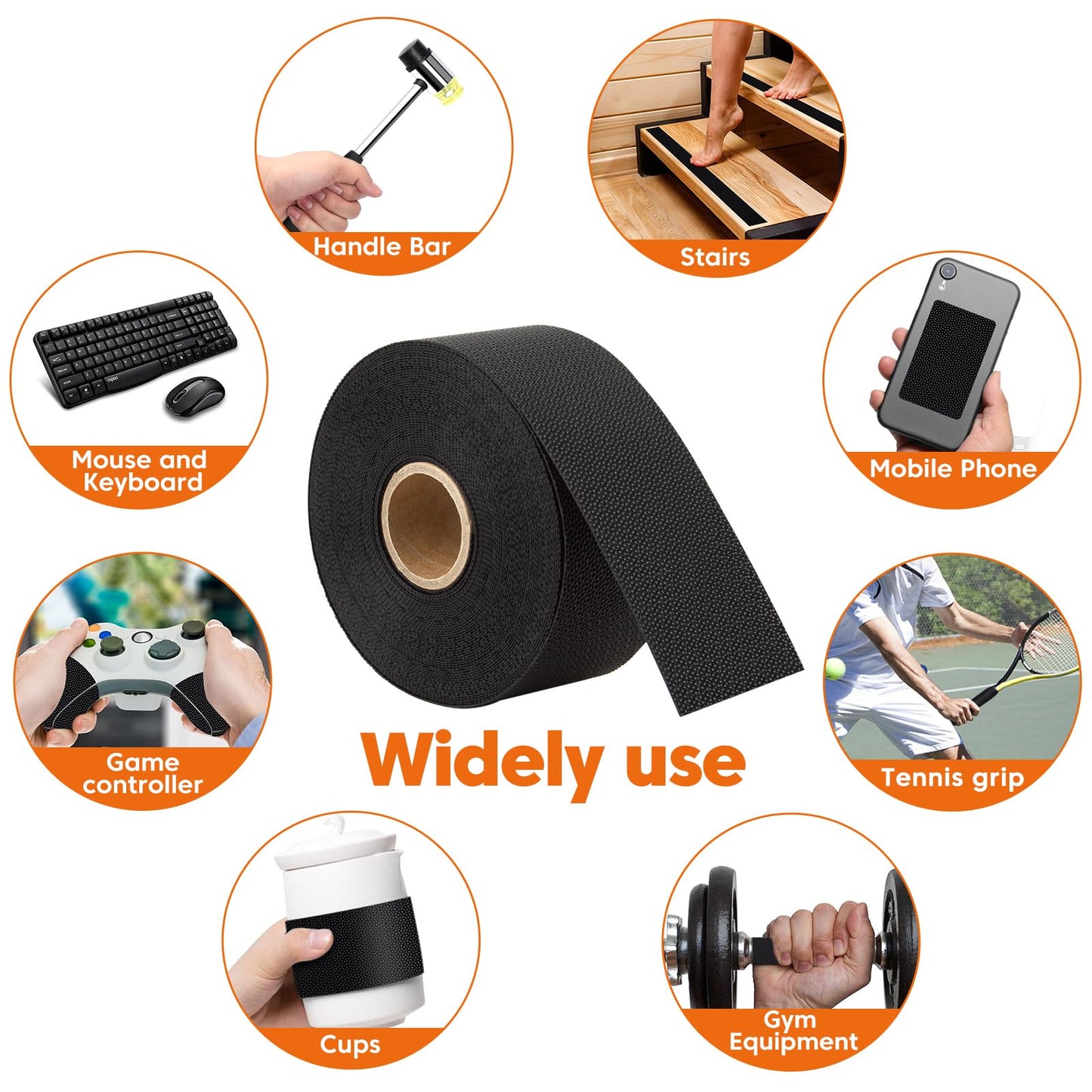 InfiOne Anti Slip Grip Tape – Silicone Duct Tape Ultra-Thin Bat Grip Tape for Secure Hold & Friction,Ideal for Stairs,Rugs,Tennis Racket,Tool Handles,Baseball Bat,Bike Handlebar(Black, 2in x 33ft)