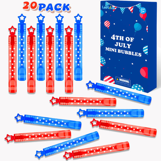 Patriotic Mini Bubbles Wands Toys Bulk 64 Pack - Party Favors Supplies for Kids, 4th of July Red White Blue Gift Prize Games Accessories Decoration for Independence Day Fourth of July Parade Throws