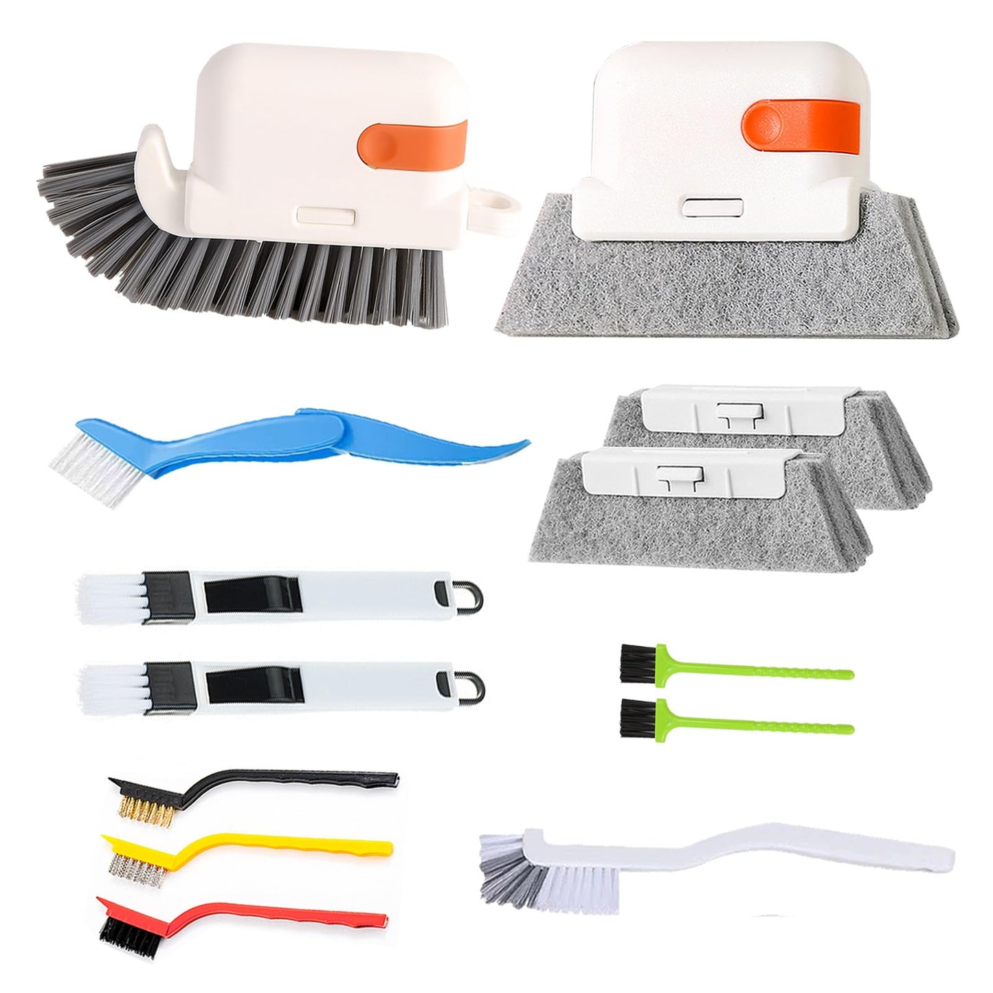 13pcs Window Groove Cleaning Brush Kit, Magic Window Track Cleaner, Crevice Cleaner Brush, Sliding Door Track Cleaner, Gap Cleaning Brush for Sill, Tile Lines, Sliding Door, Keyboard. Small Brush Set.