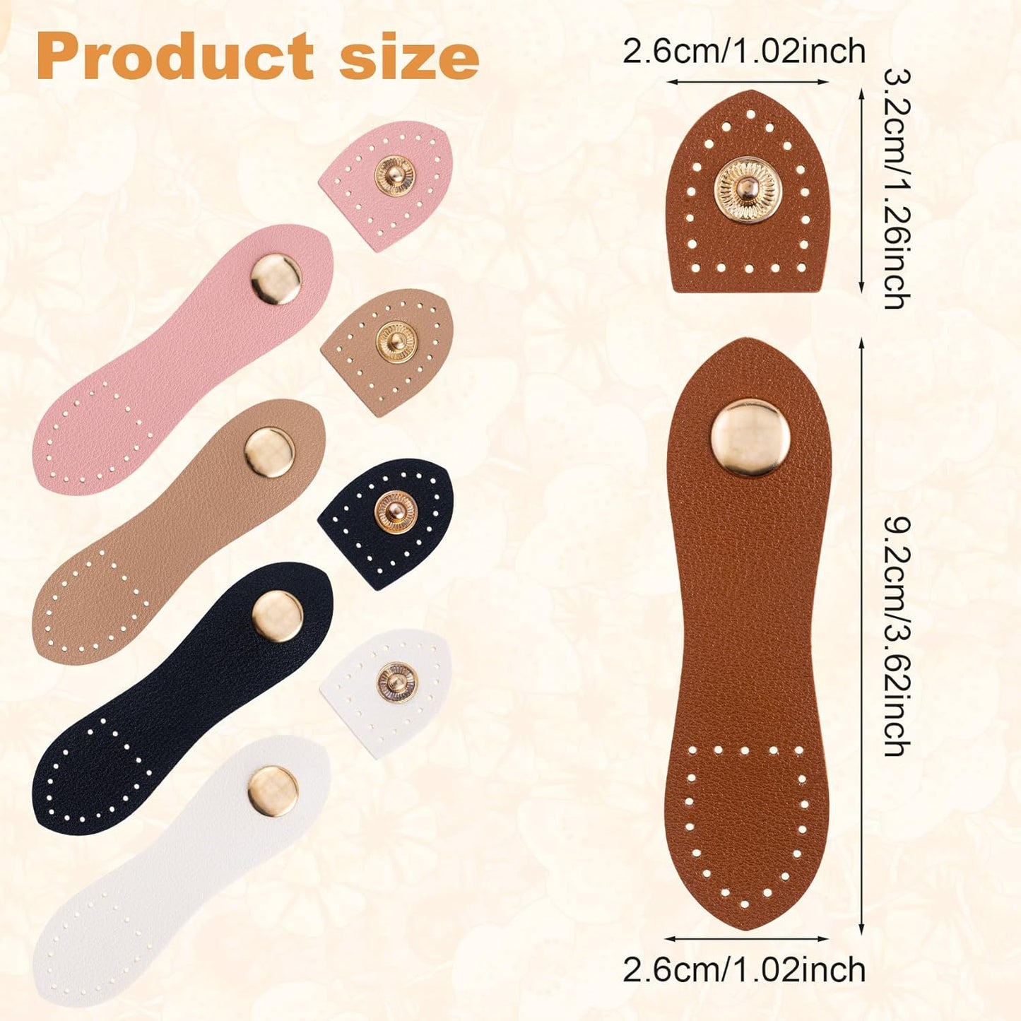 Leather Snap Buckles Button Closures 8 Sets, Sew On Leather Tab Closures Buckles Fasteners for Purse Wallet Bags Cell Phone Case Jacket Notebook Purse Making Supplies DIY Craft