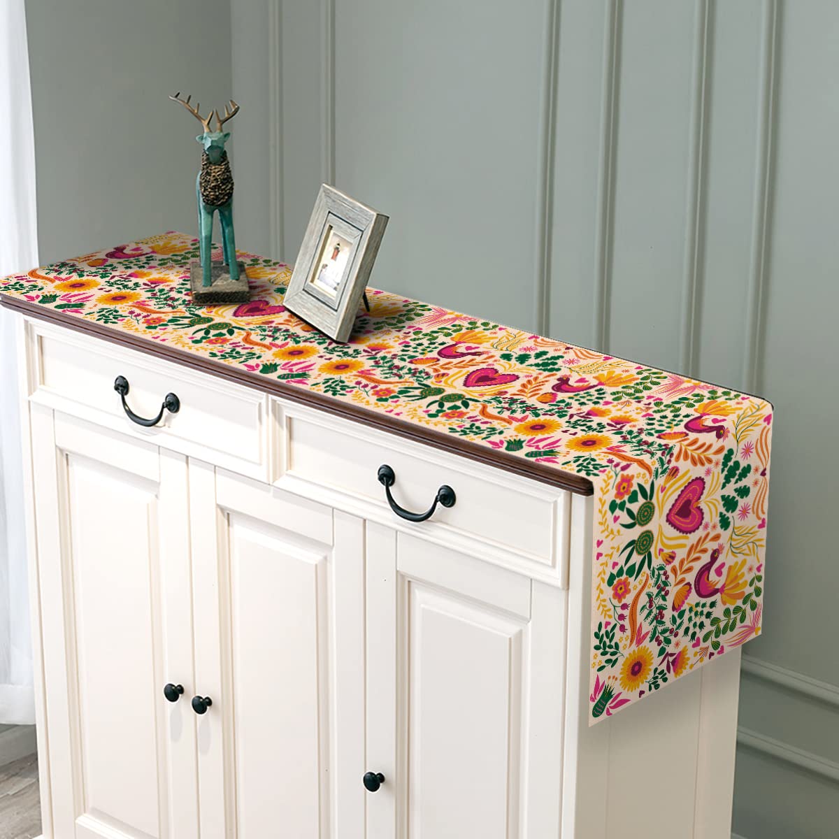 Sunwer Mexican Fiesta Table Runner Mexico Cinco De Mayo Party Decoration Dia De Los Muertos Supply Home Kitchen Dining Room Decor(13" x 72")