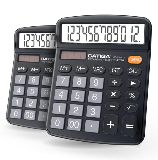 Premium Commercial 12-Digit Large Desktop Calculator with Huge 5-Inch LCD Display Screen, Giant Responsive Buttons, Battery and Solar Powered, Perfect for Home/Office Accounting Finance Use, CD-2776