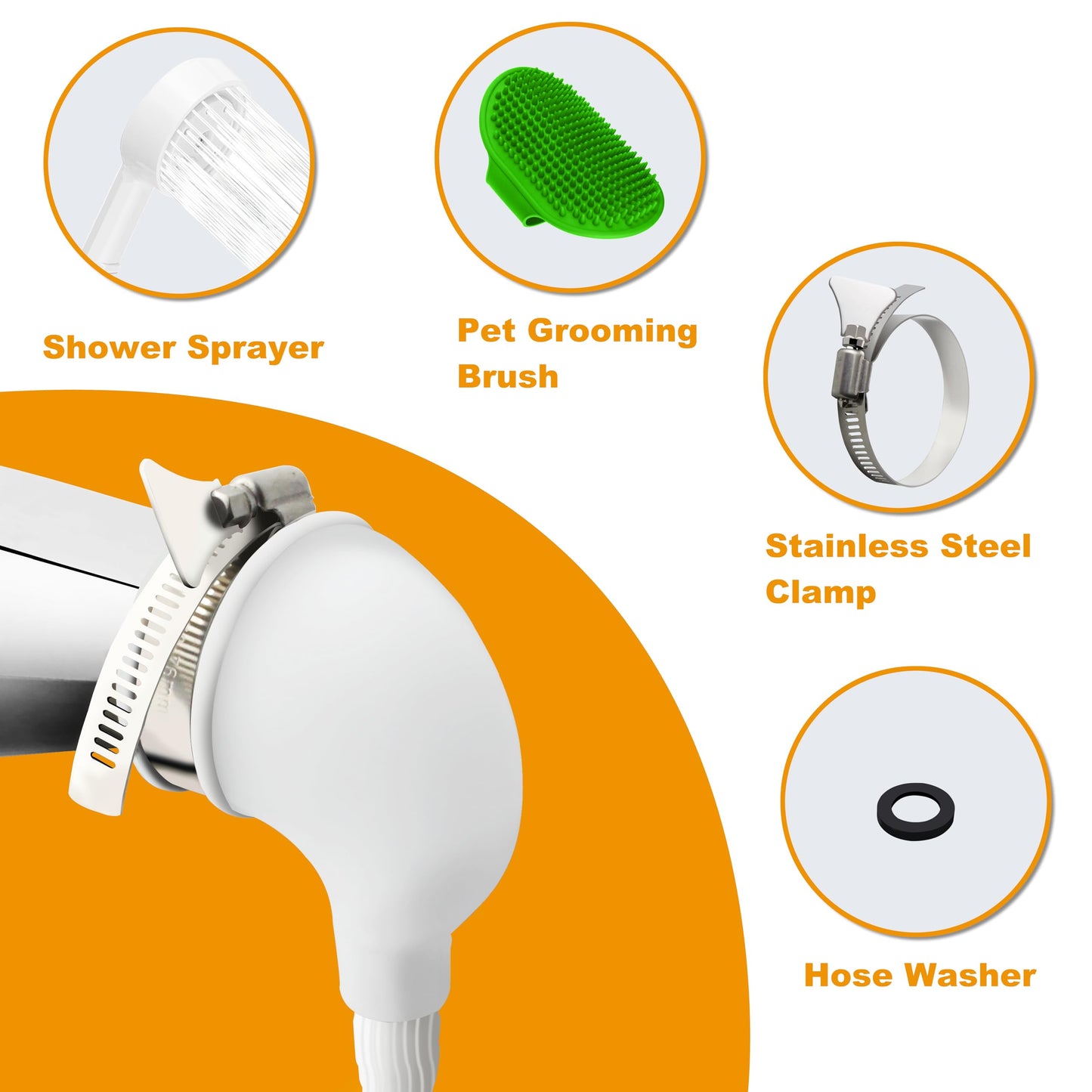 YOO.MEE Upgraded Bathtub Spout Pet Shower for Tub Spouts Without Diverter, Ideal for Pets Showering, Rinsing Hair, Cleaning tub and floor, Fast and Easy Operation