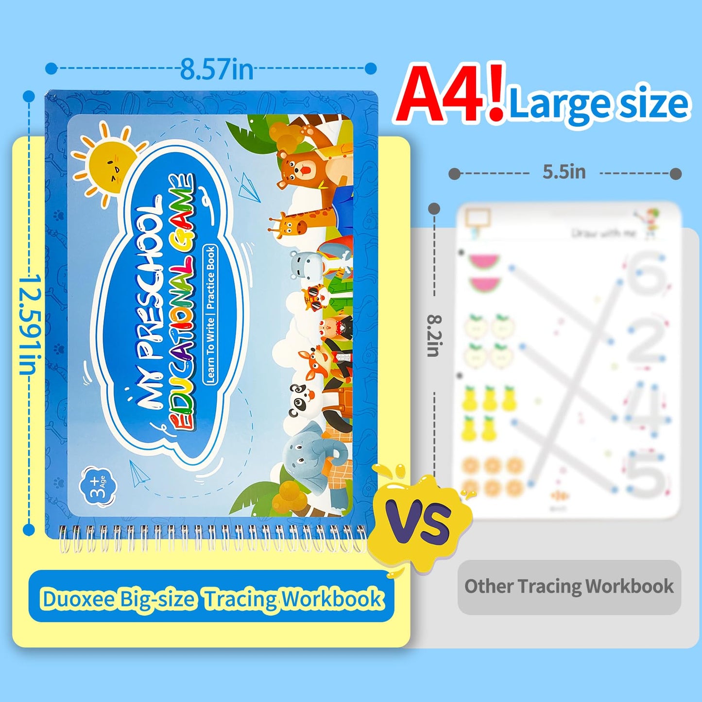 Preschool Learning Activities-Handwriting Practice for Kids|Montessori Busy Book|Toddler Activity Book|Autism Learning Materials|Educational Workbook|ABC Learning for Kids Ages 3+（8.57 x 12.59″）