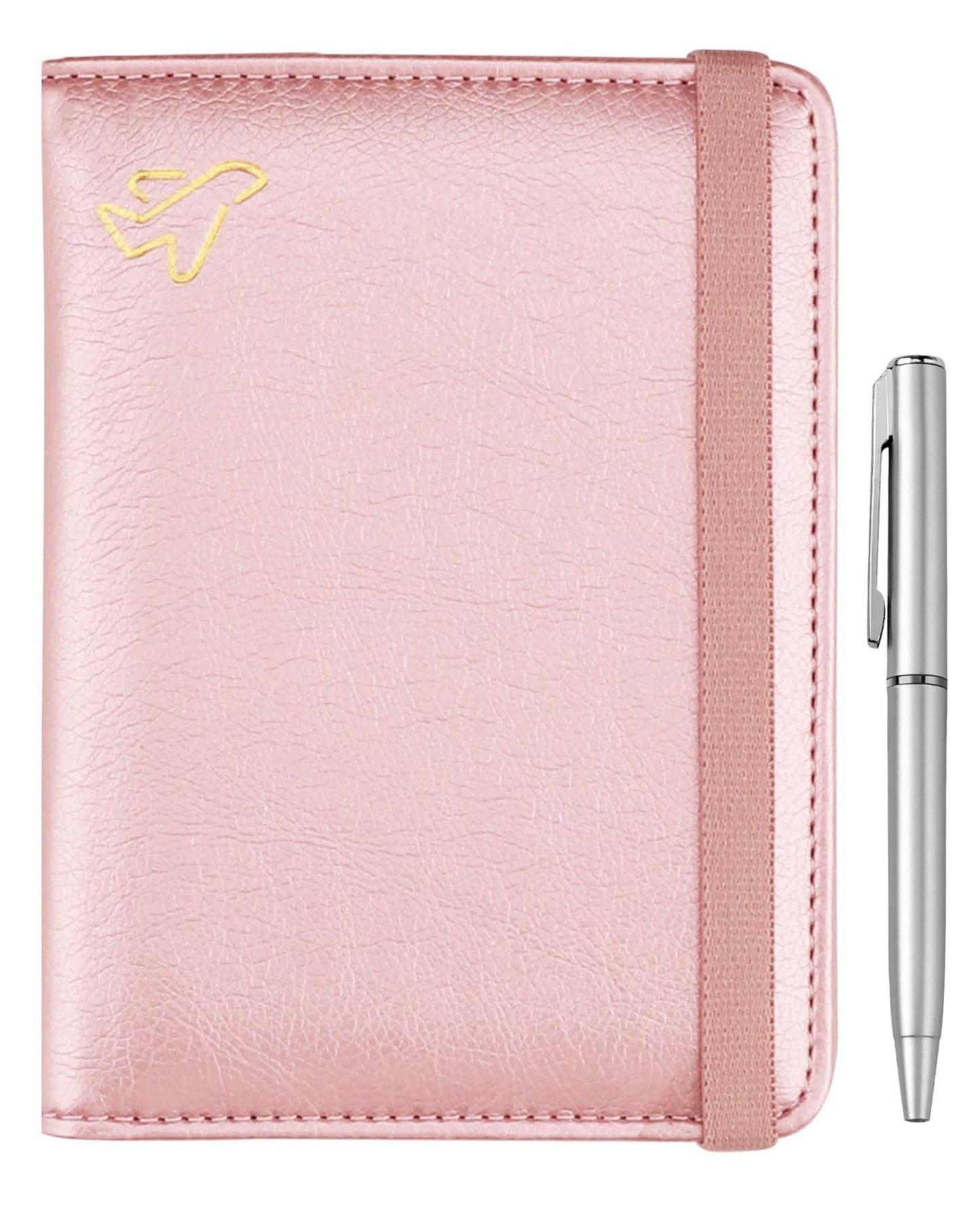 WALNEW Passport Holder for Travel, RFID Passport Cover Wallet for Women Men, PU Leather Passport Book Card Holder Case with Pen, Travelling Essentials for Flying