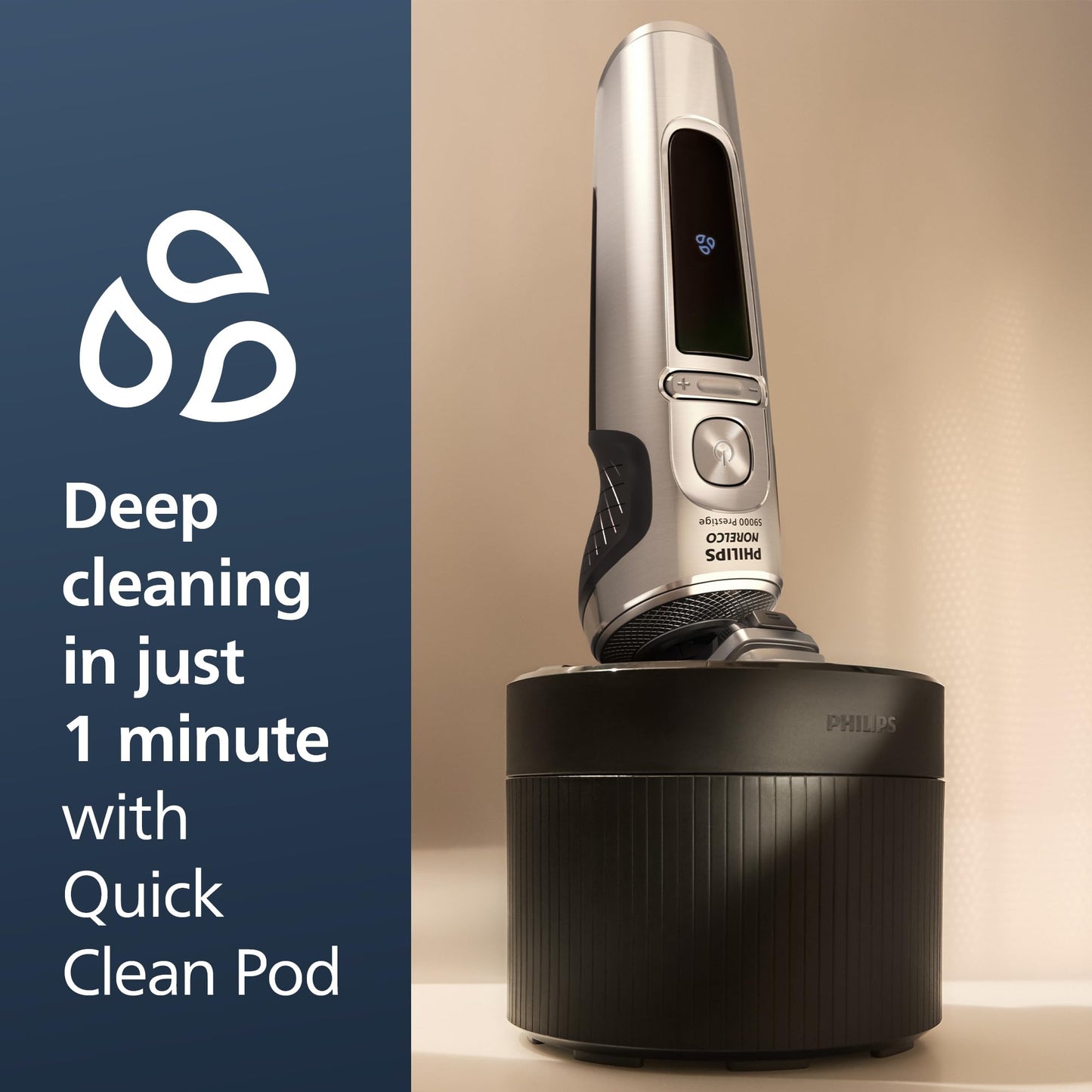 Philips Norelco S9000 Prestige Rechargeable Wet & Dry Electric Rotary Shaver with Precision Trimmer, Premium Case & Cleaning System, SP9841/84