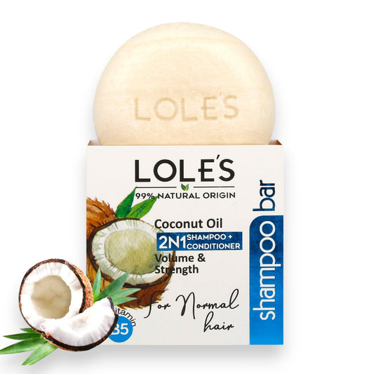 LOLE'S Shampoo Bar and Conditioner 2in1 with Jojoba Oil for Itchy Scalp & Dandruff, Moisturizes & Cleans Scalp, Travel Shampoo, Silicone Free, 3.5Oz