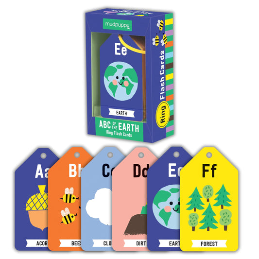 Mudpuppy ABCs of The Earth — Ring Flashcards 26 Durable Double Sided Alphabet Ecological Cards and Reclosable Ring with Colorful Art for Age 1+ Perfect for Preschool Or Travel for Teachers and Parent