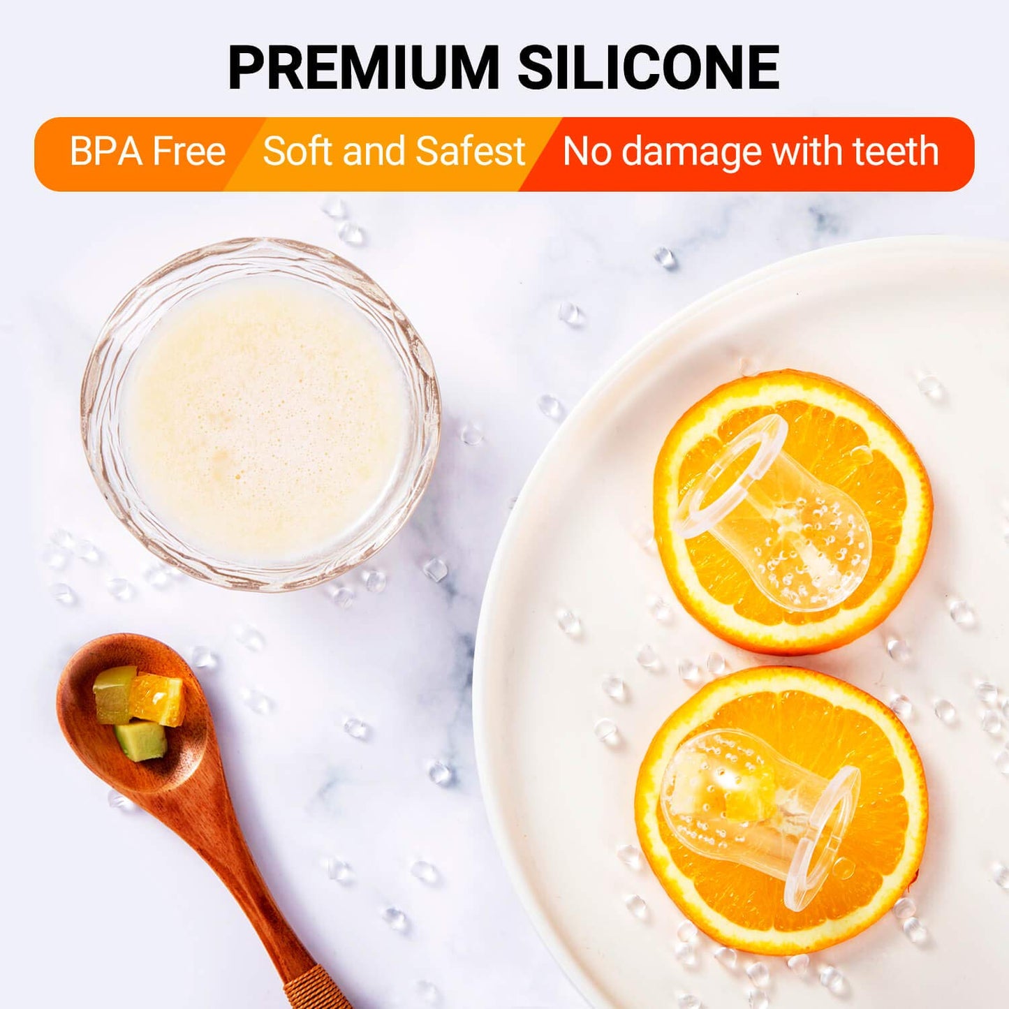 Baby Fruit Food Feeder Pacifier - Fresh Food Feeder, Infant Fruit Teething Teether Toy for 3-24 Months, 6 Pcs Silicone Pouches for Toddlers & Kids & Babies, 2-Pack (Cyan)