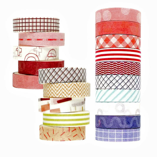 Washi Tape Set, 20 Rolls of Colorful Washi Tape, Decorative Tape for Arts and Crafts, Scrapbooking Supplies Purple Blue Pink Washi Tape. (Morandi.D)