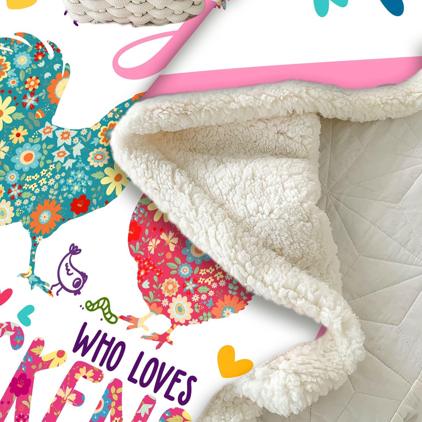 Chicken Blanket,Chicken Decor Gift Blanket,Just A Girl Who Loves Chickens Soft Rooster Throw Bedding Gifts for Kids Boys Girls Adults 60"x50"