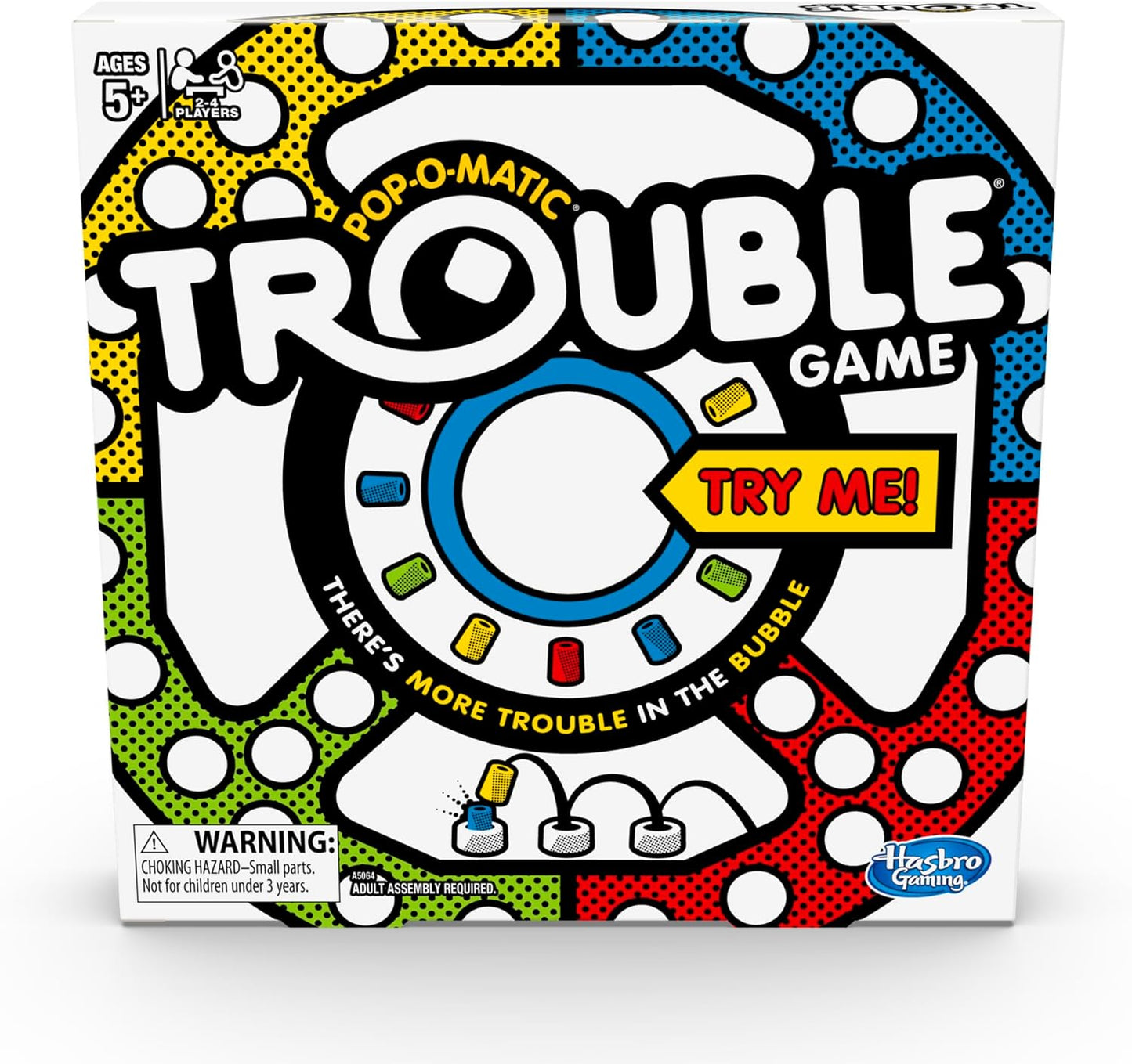 Hasbro Gaming Trouble Kids Board Game, Pop-o-Matic Trouble Game, Kids Games for 2-4 Players, Family Board Games for Kids, Kids Gifts, Ages 5 and Up, Packaging May Vary