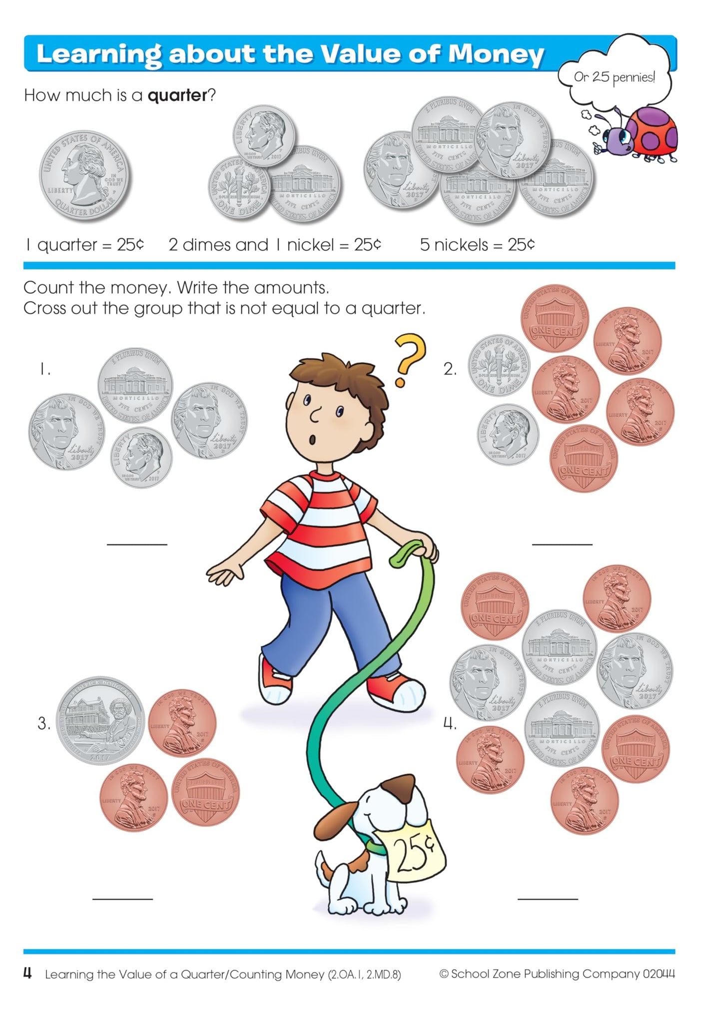 School Zone Time, Money & Fractions Workbook: 32 Pages, 1st Grade, 2nd Grade, Adding Money, Counting Coins, Telling Time, Ages 6 to 8 (I Know It! Book Series)