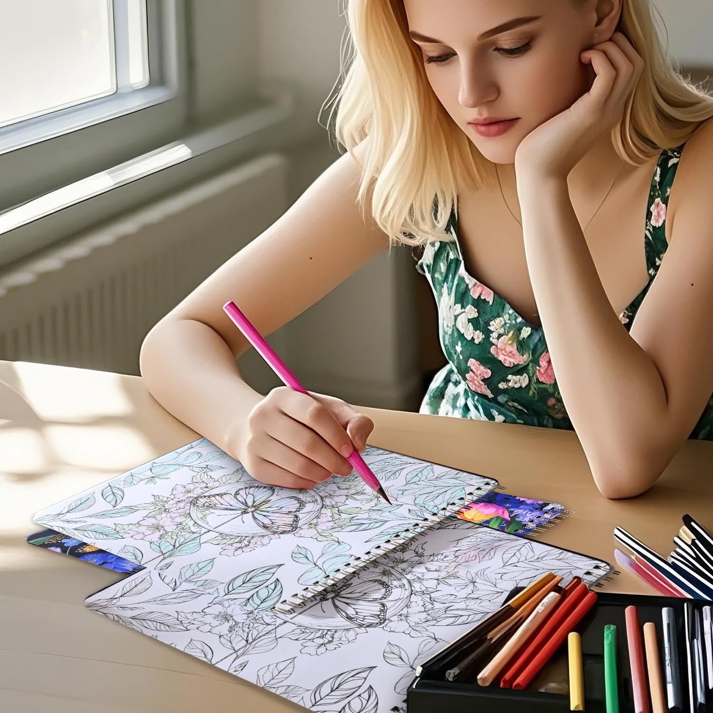 Women's Coloring Book 30 Pages Butterfly & Flower Pattern Coloring Books for Adults to Relax and Relieve Anxiety, Gift for Mother's Day, Birthdays, Christmas, Anniversaries