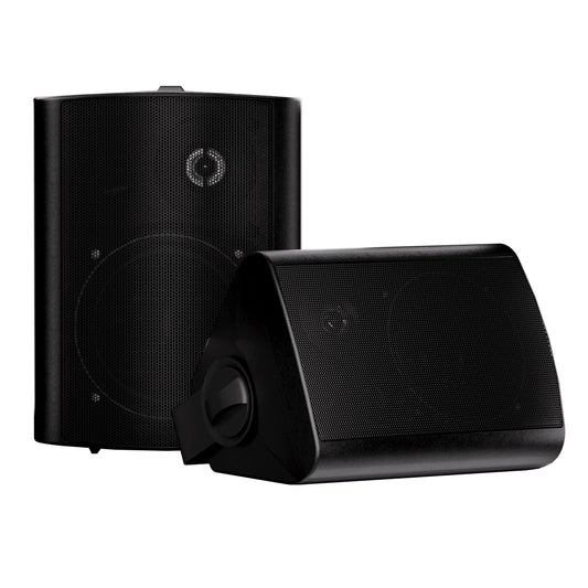 Herdio 5.25 Inches Passive Outdoor Speakers Wired Waterproof, 300 Watts Wall Mount Speakers All Weather for Patio Indoor Deck Countryard (1 Pair, Black)