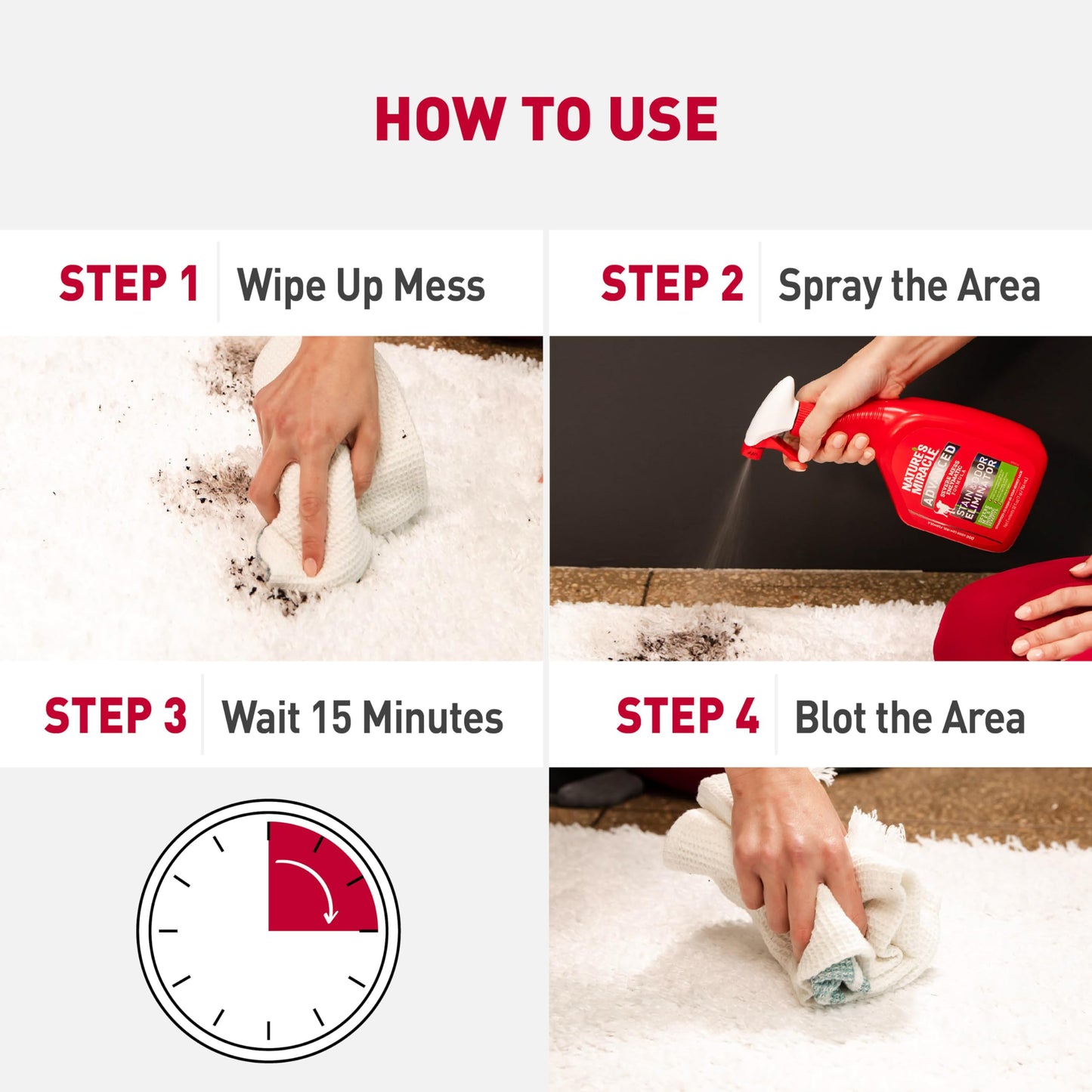 Nature’s Miracle Advanced Stain and Odor Eliminator Dog, 32 Ounces, Fresh Scent, Severe Mess Enzymatic Formula For Tough Pet Messes