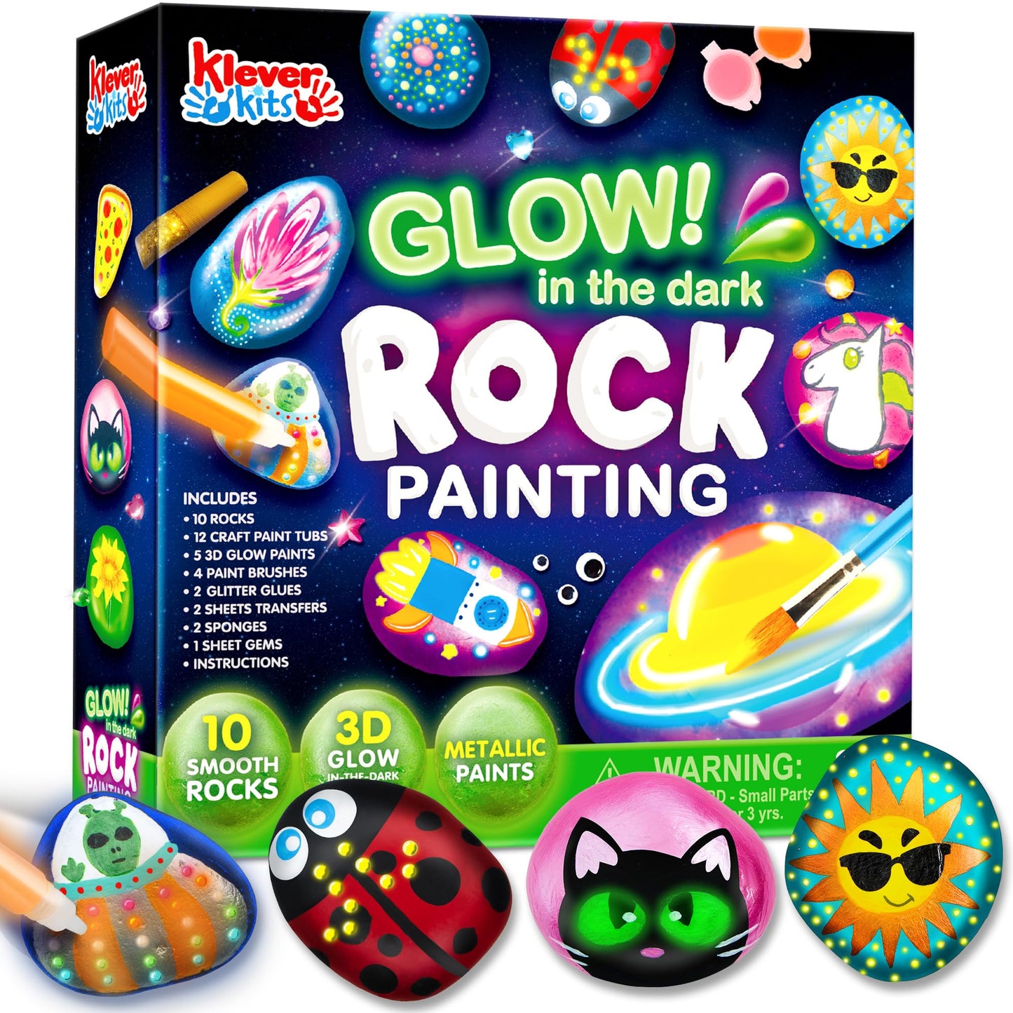 JOYIN Rock Painting Kit for Kids, Arts and Crafts for Girls & Boys Ages 6-12, DIY Supplies for Painting Rocks, Easter Craft Kits Art Set, Toddler Birthday Christmas Presents, Family Indoor Activity